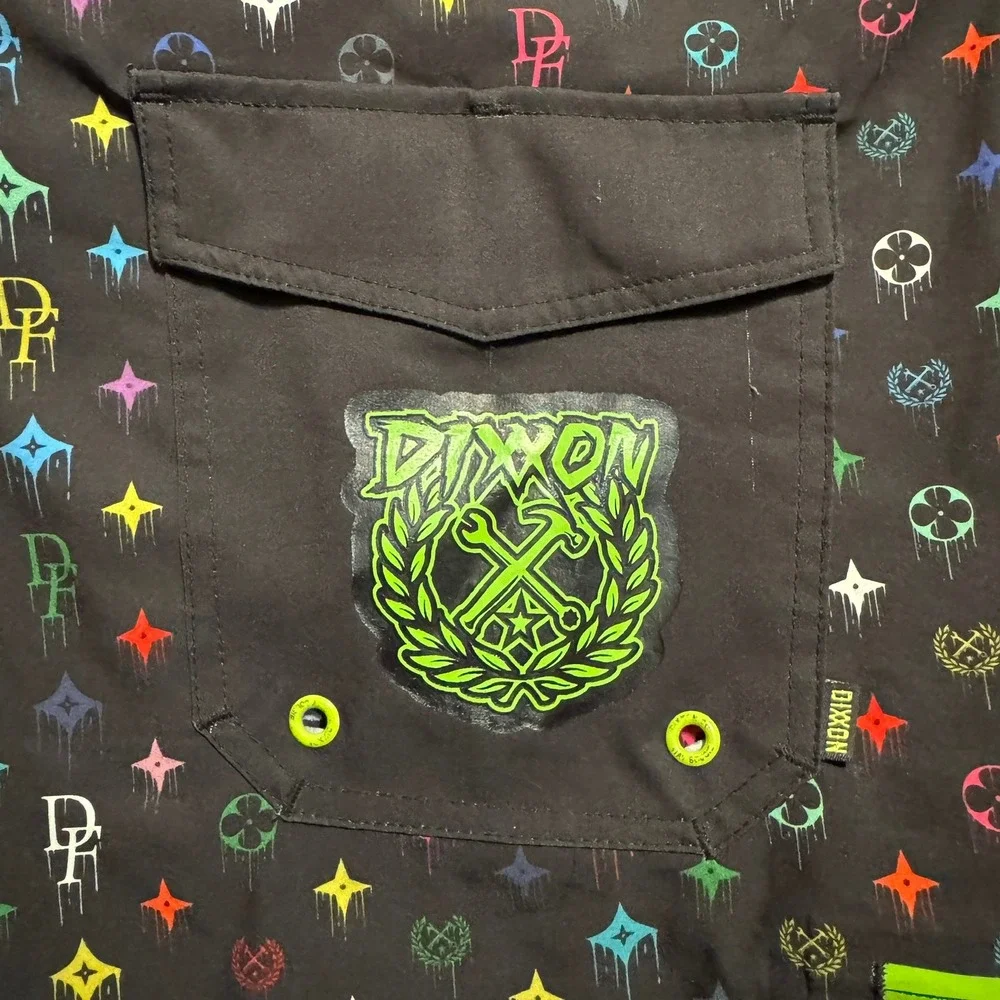 Dixxon Flannel CO. Board Shorts Stay Bougie Mens Size 40  Black Graphic Graffiti